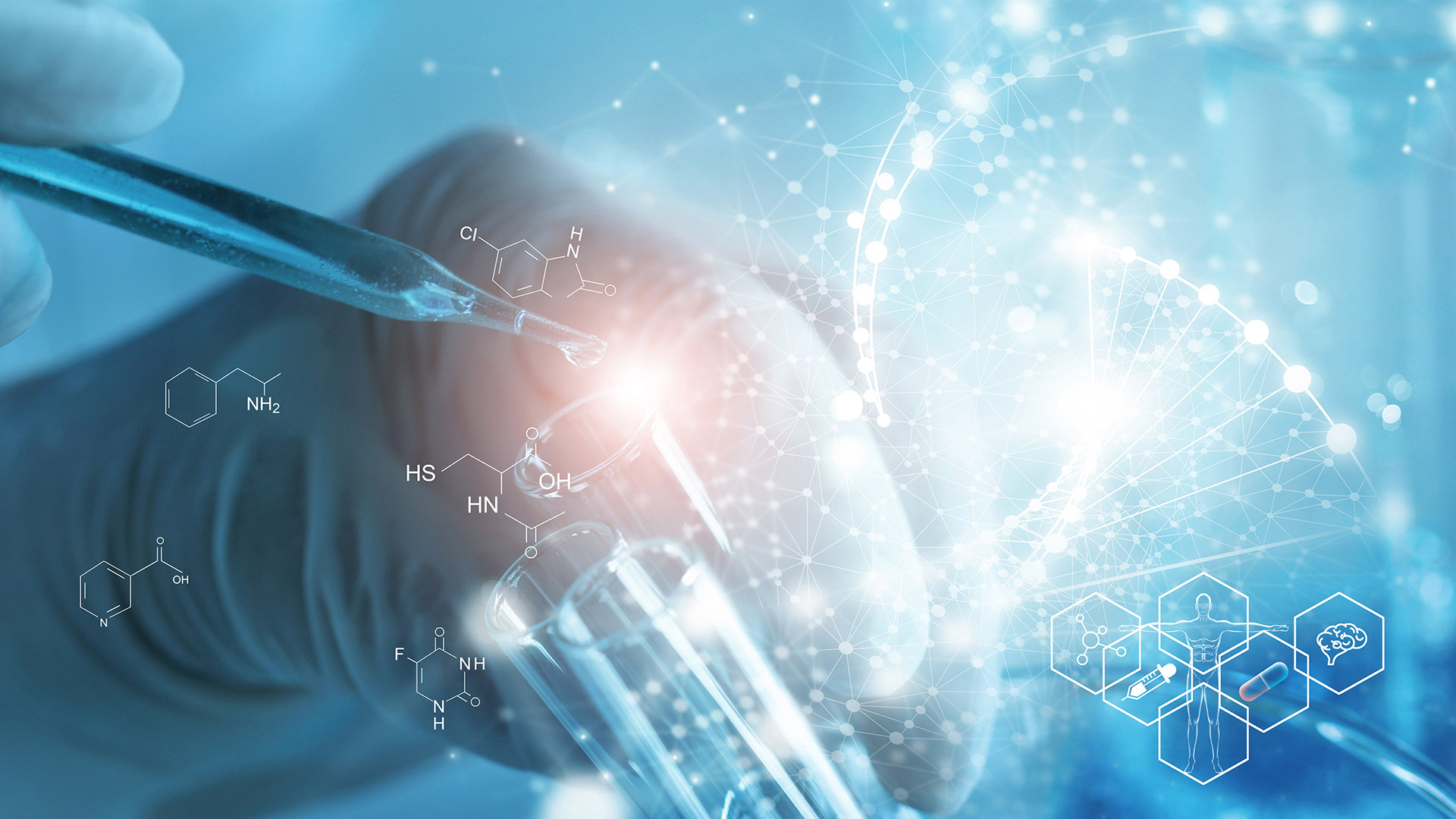 Photo of a hand in a lab environment