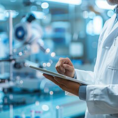 Image of a lab technician using a tablet