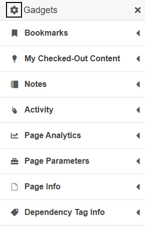 Screenshot of the Gadget tool when open