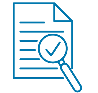 Icon of a piece of paper with a magnifying glass